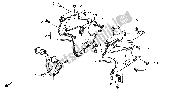All parts for the Lower Cowl of the Honda VFR 800A 2007