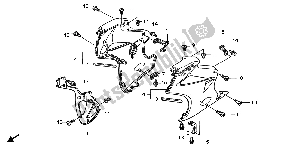 Alle onderdelen voor de Onderste Kap van de Honda VFR 800A 2007