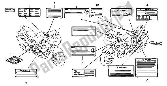 Tutte le parti per il Etichetta Di Avvertenza del Honda VTR 1000F 1998