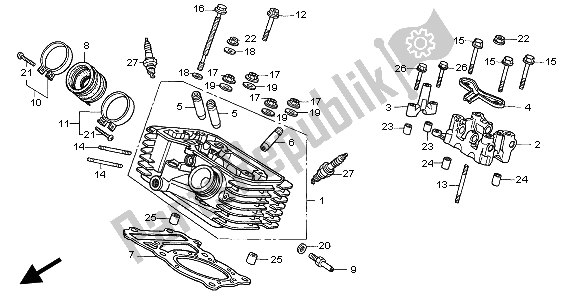 Toutes les pièces pour le Culasse (arrière) du Honda XL 600V Transalp 1997