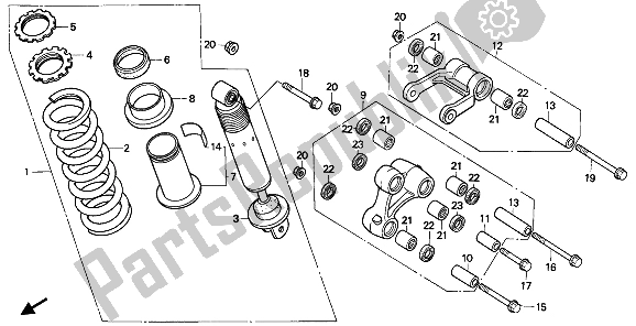 All parts for the Rear Cushion of the Honda NX 650 1993