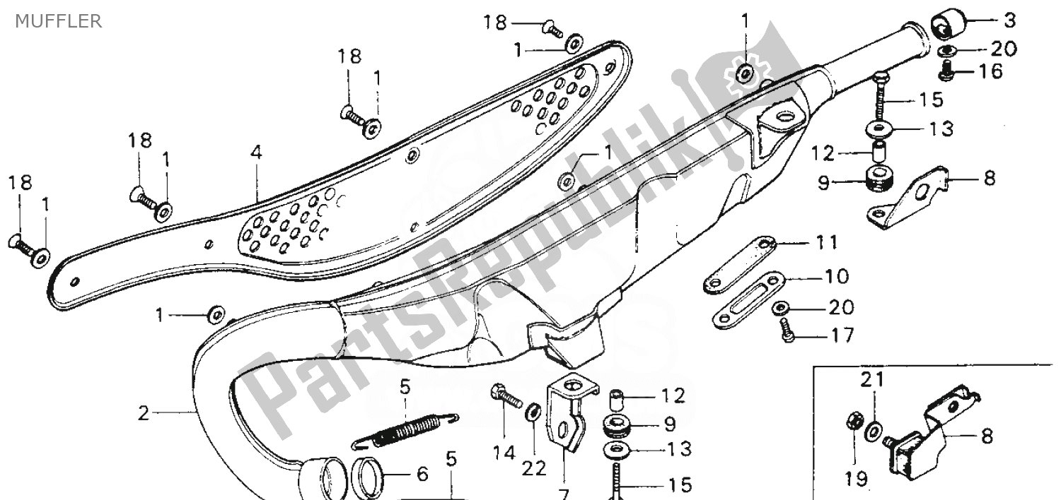 Toutes les pièces pour le Silencieux du Honda MT 125 1974