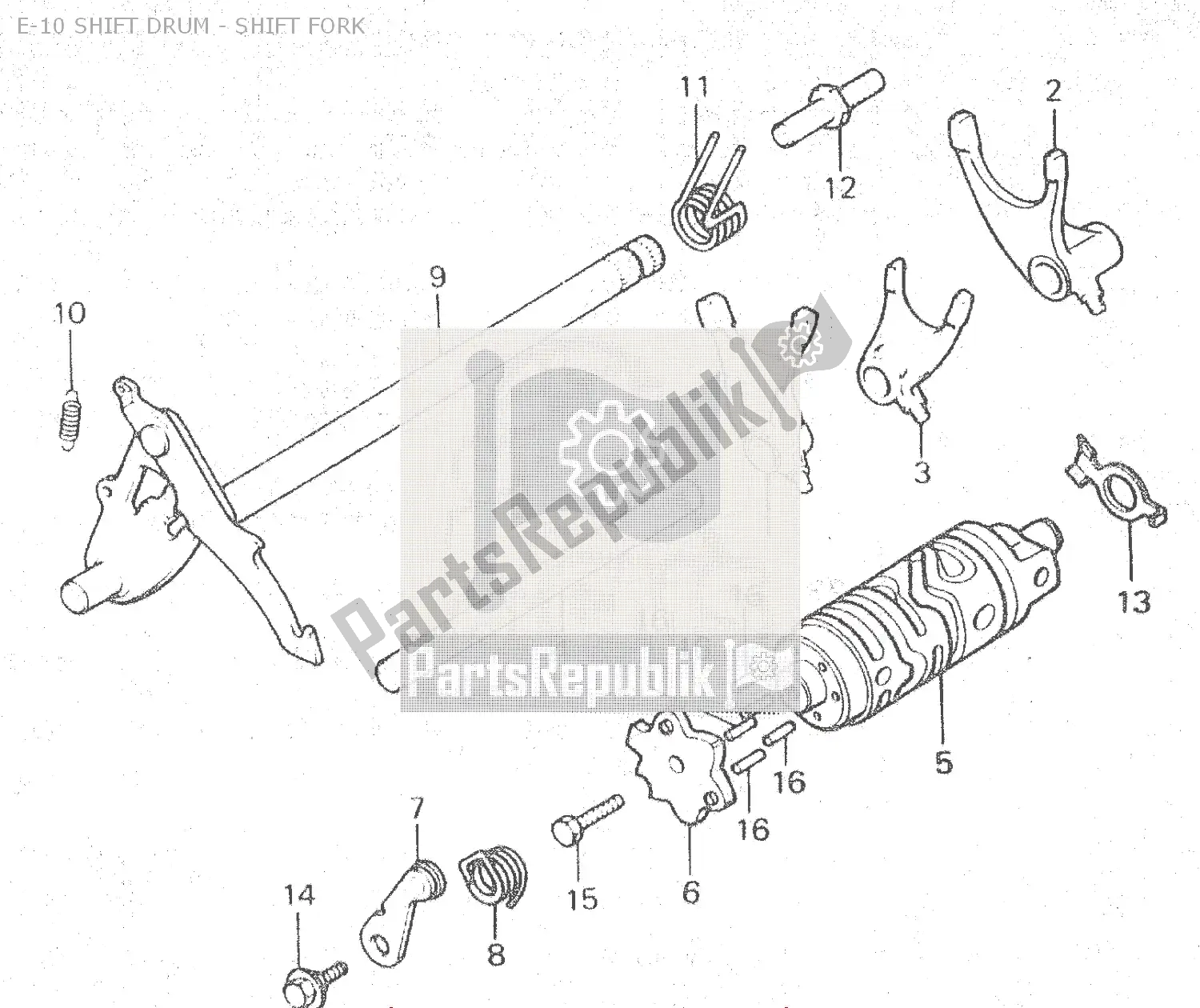 All parts for the E-10 Shift Drum - Shift Fork of the Honda MTX 80 1983