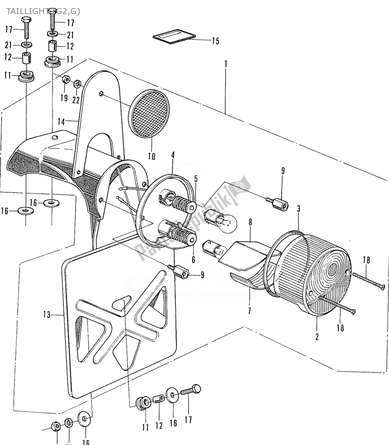 All parts for the Taillight (g2,g) of the Honda ST 70 DAX 1950 - 2023