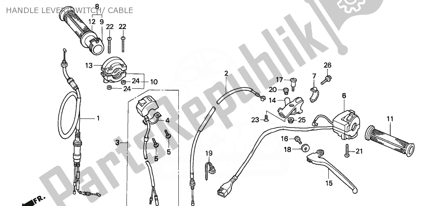 Toutes les pièces pour le Handle Lever/switch/ Cable du Honda NSR 75 1992