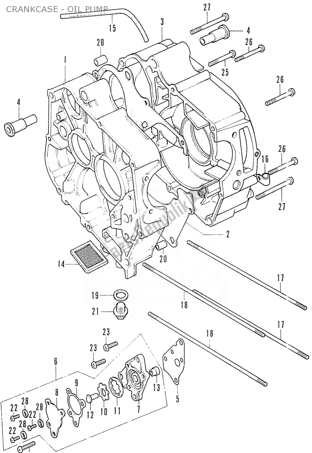 Alle onderdelen voor de Crankcase - Oil Pump van de Honda CF 70 Chaly 1950 - 2023