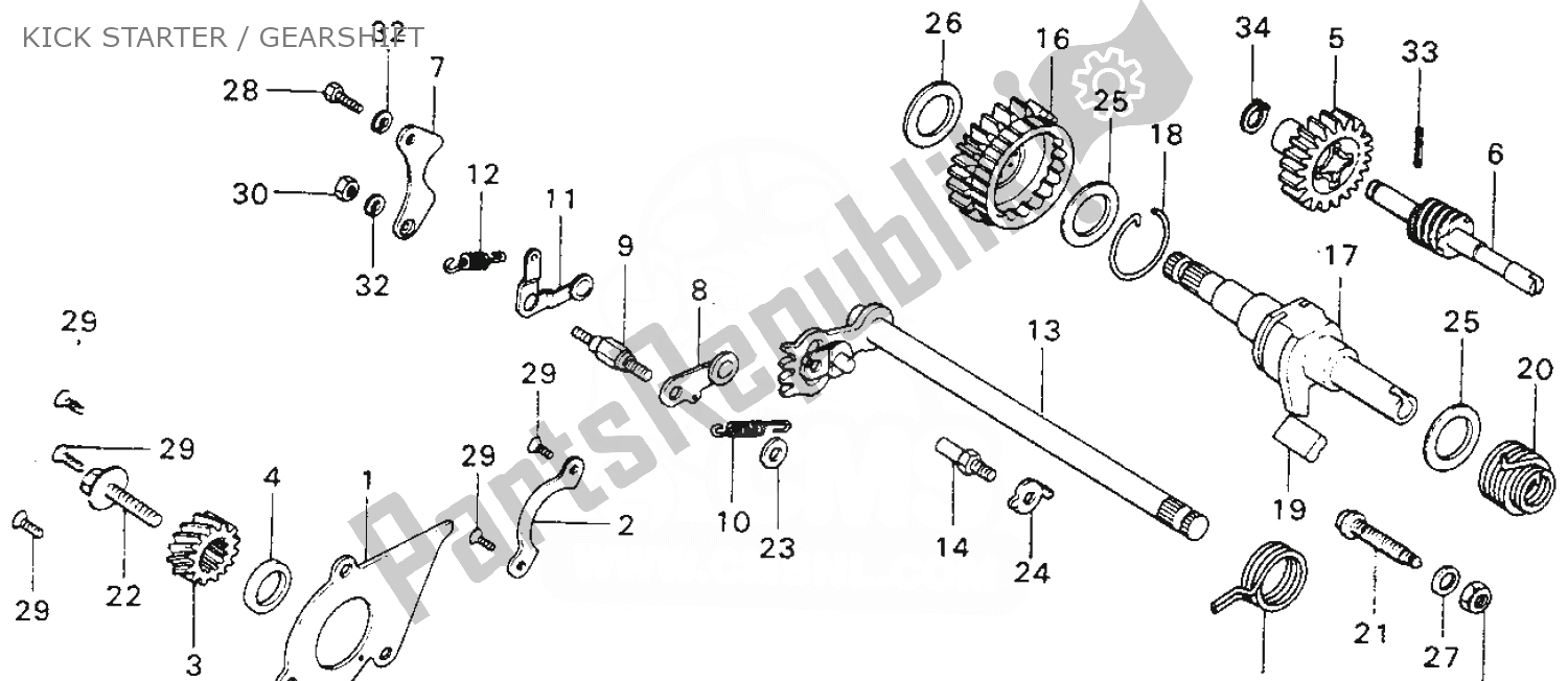 Toutes les pièces pour le Kick Starter / Gearshift du Honda MT 125 1974