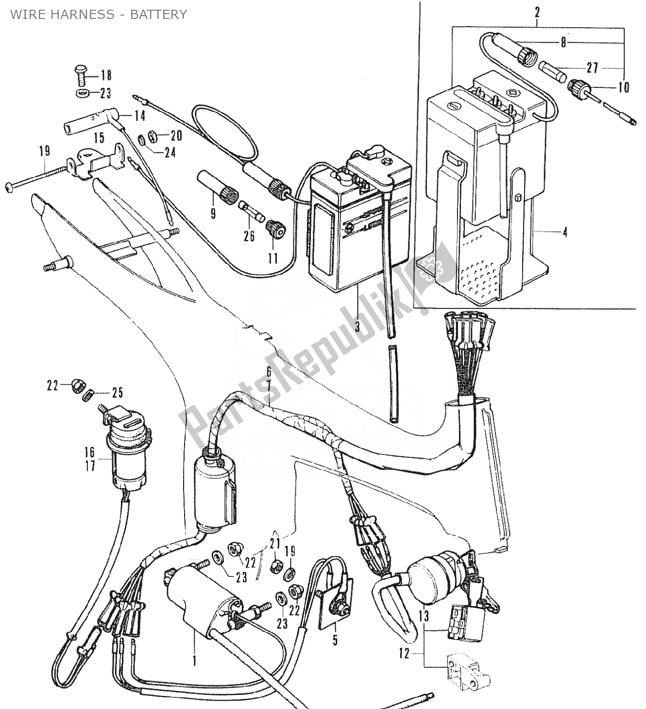 Todas as partes de Wire Harness - Battery do Honda SS 50 1950 - 2023