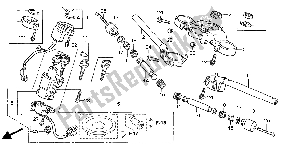 All parts for the Handle Pipe & Top Bridge of the Honda CBR 1000 RR 2004
