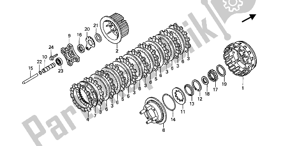 All parts for the Clutch of the Honda GL 1500 1989