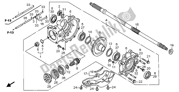 All parts for the Final Driven Gear of the Honda TRX 400 FA Fourtrax Rancher AT 2004