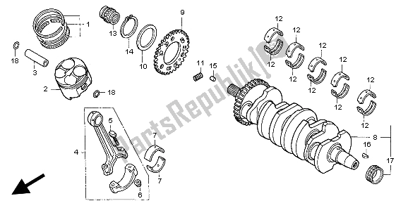 All parts for the Crankshaft & Piston of the Honda CBR 600F 1999