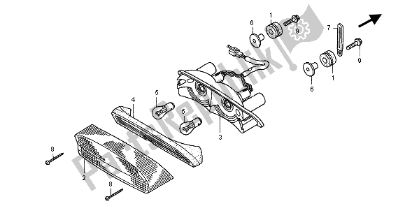 All parts for the Taillight of the Honda CB 1100 SF 2001