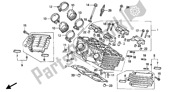 All parts for the Cylinder Hed (rear) of the Honda VF 750C 1994