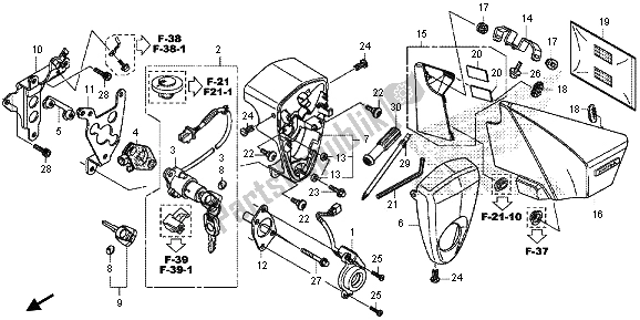 Todas las partes para Cubierta Lateral Y Herramientas E Interruptor Combinado de Honda VT 1300 CXA 2013