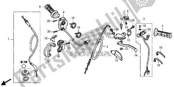 All parts for the Handle Lever - Switch - Cable of the Honda CRF 125F SW 2014