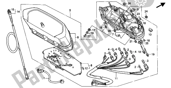 All parts for the Meter (kmh) of the Honda NX 650 1991