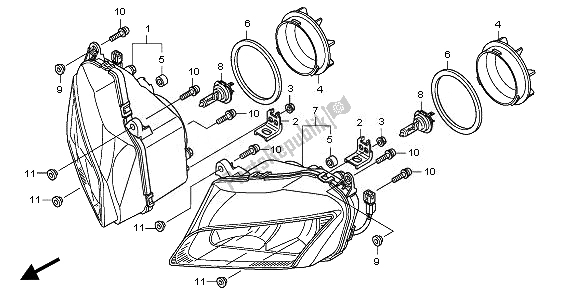 All parts for the Headlight of the Honda CBF 1000 FSA 2010