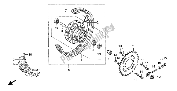 All parts for the Rear Wheel of the Honda CRF 70F 2007