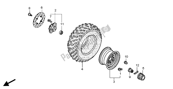 All parts for the Front Wheel of the Honda TRX 500 FA Fourtrax Foreman Rubican 2009