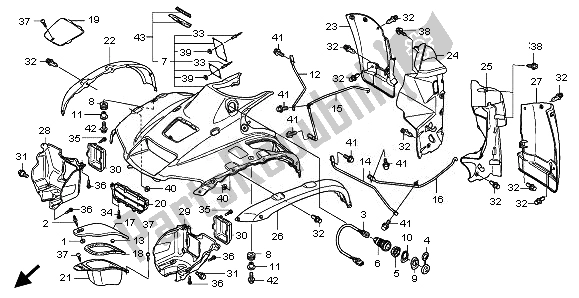 All parts for the Front Fender of the Honda TRX 500 FA Fourtrax Foreman Rubicon 2008