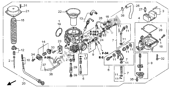 Alle onderdelen voor de Carburator van de Honda VTX 1300S 2007