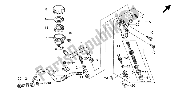 Todas las partes para Rr. Cilindro Maestro Del Freno de Honda CB 1300 2005