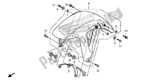 Todas las partes para Guardabarros Delantero de Honda NC 700 SA 2013