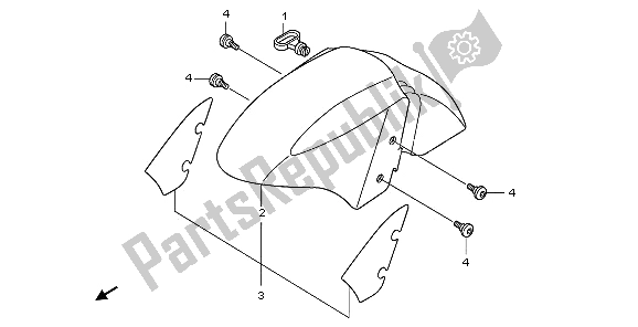 All parts for the Front Fender of the Honda PES 125R 2009