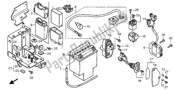 Todas as partes de Bateria do Honda VT 1100C2 1998