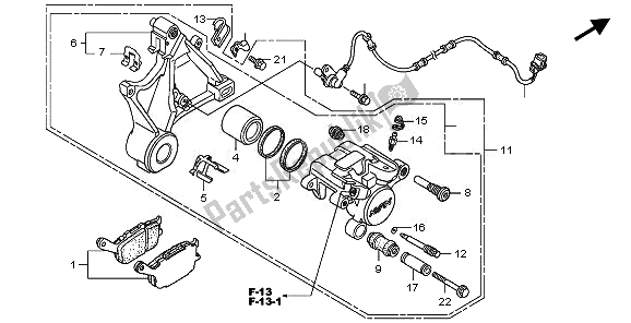 Alle onderdelen voor de Achter Remklauw van de Honda CB 1300 2008