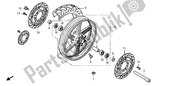 All parts for the Front Wheel of the Honda CBF 1000F 2012