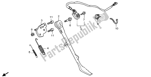 All parts for the Side Stand of the Honda VT 750C 2009