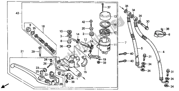 Alle onderdelen voor de Fr. Hoofdremcilinder van de Honda VFR 400R3 1990