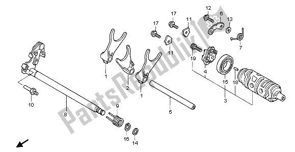 All parts for the Gearshift Drum of the Honda VTR 1000F 2003