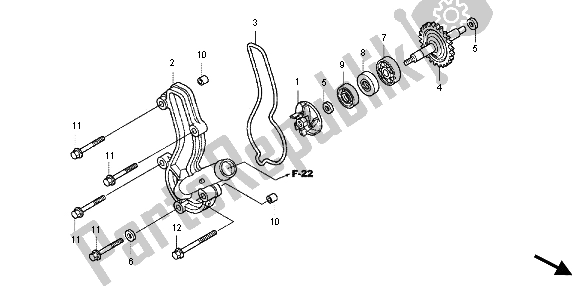 All parts for the Water Pump of the Honda CRF 150R SW 2012