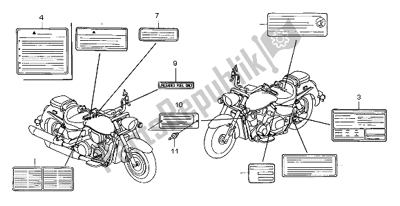 Alle onderdelen voor de Waarschuwingsetiket van de Honda VTX 1300S 2007