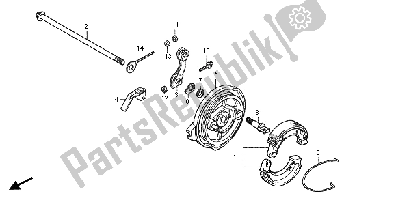 Todas as partes de Painel De Freio Traseiro do Honda CRF 50F 2012