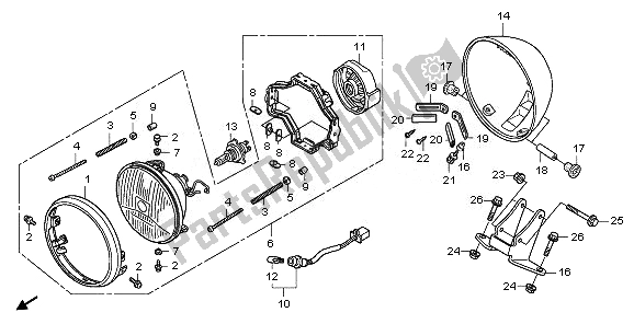 All parts for the Headlight (eu) of the Honda VT 750 SA 2010