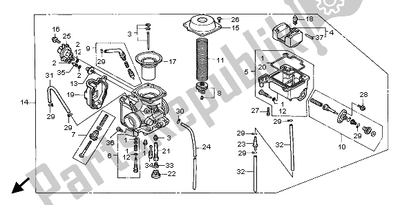 Todas las partes para Carburador de Honda TRX 400 FW Fourtrax Foreman 2001