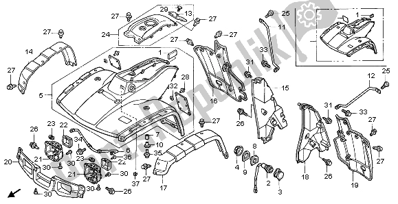 All parts for the Front Fender of the Honda TRX 350 FE Fourtrax Rancher 4X4 ES 2000