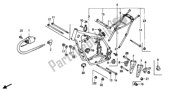 Todas las partes para Cuerpo Del Bastidor Y Bobina De Encendido de Honda CR 125R 1990