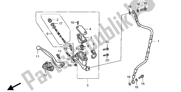 All parts for the Front Brake Master Cylinder of the Honda CR 500R 2001