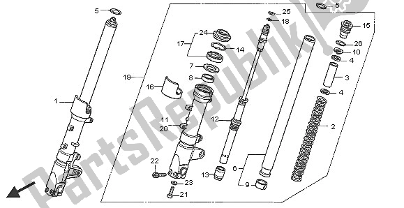 Wszystkie części do Przedni Widelec Honda VTR 1000F 2005