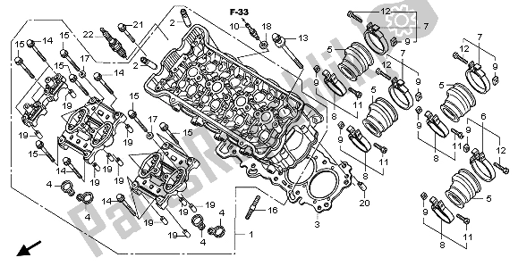 All parts for the Cylinder Head of the Honda CBF 600 SA 2009