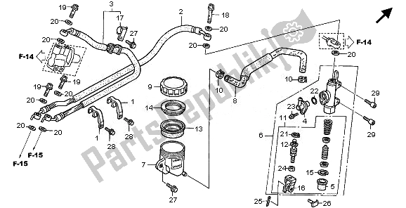 Todas las partes para Rr. Cilindro Maestro Del Freno de Honda CBR 1100 XX 2008