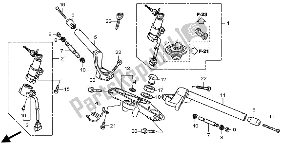 All parts for the Handle Pipe & Top Bridge of the Honda CBR 250 RA 2011