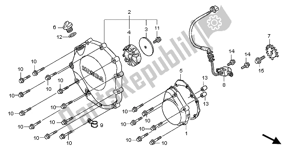 All parts for the Right Crankcase Cover of the Honda CB 1300A 2009