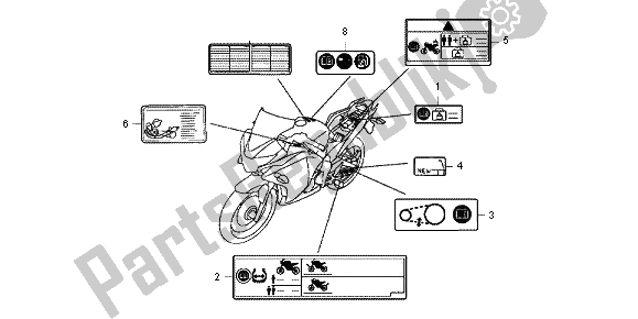 All parts for the Caution Label of the Honda CBR 125R 2012
