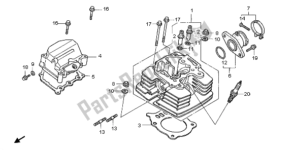 Todas las partes para Cabeza De Cilindro de Honda TRX 350 FE Fourtrax Rancher 4X4 ES 2000